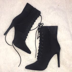 Black Lace up booties